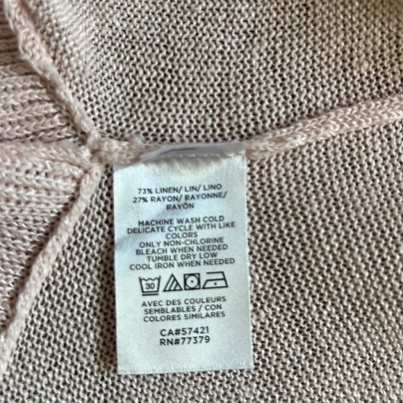 NEW Ann Taylor Pink Ruffle Open Cardigan Lightweight Linen Blend Sweater - Picture 10 of 11